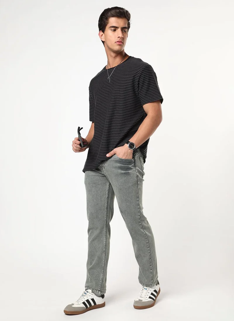 Urbano Fashion  Urbano Fashion Men's Light Grey Regular Fit Heavy Washed Denim Jeans Stretchable for Men | Best Price UAE